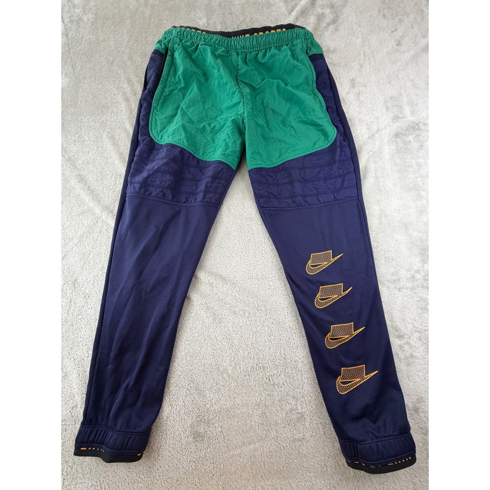 Nike Track Pants Mens Large Navy Blue Green Fleece Joggers